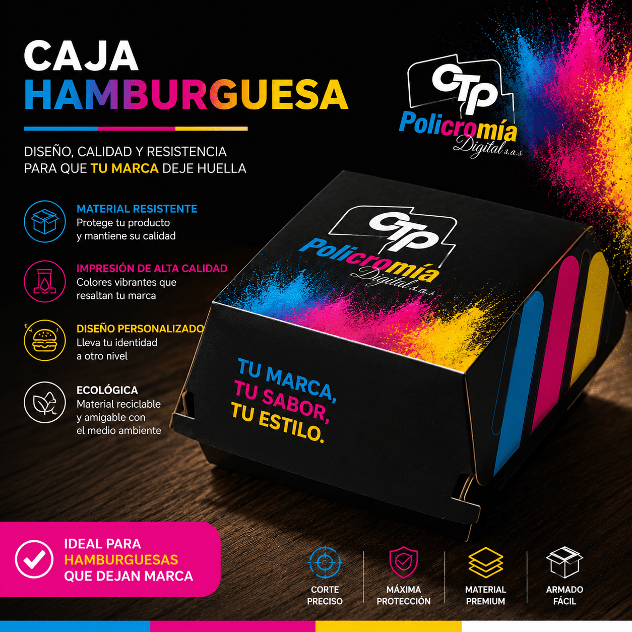 CAJA HAMBURGUESA